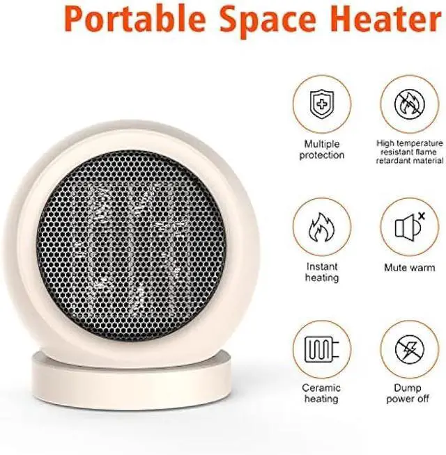 Alt view image 4 of 7 - Portable Desk Heater,600W Energy Efficient Space Heater for Indoor Use,Safe and Quiet for Home and Office Use(Light Brown)