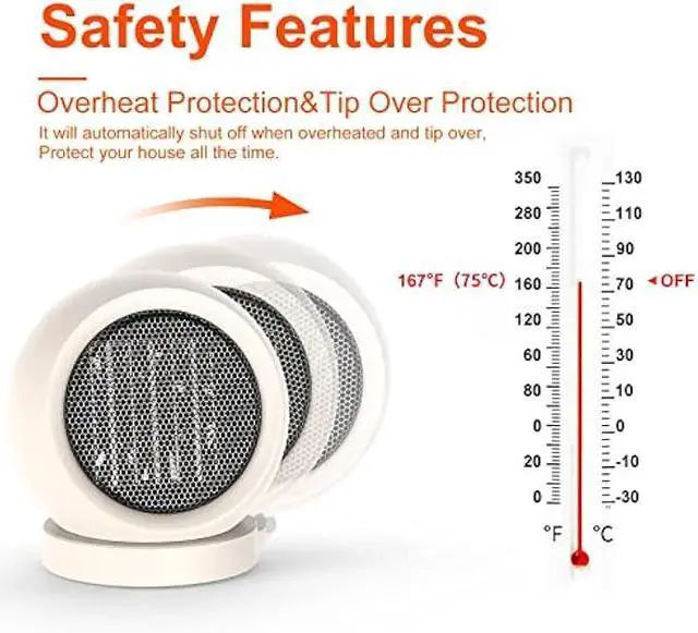 Alt view image 5 of 7 - Portable Desk Heater,600W Energy Efficient Space Heater for Indoor Use,Safe and Quiet for Home and Office Use(Light Brown)