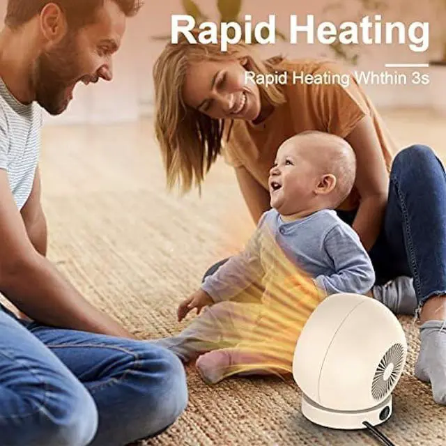 Alt view image 6 of 7 - Portable Desk Heater,600W Energy Efficient Space Heater for Indoor Use,Safe and Quiet for Home and Office Use(Light Brown)