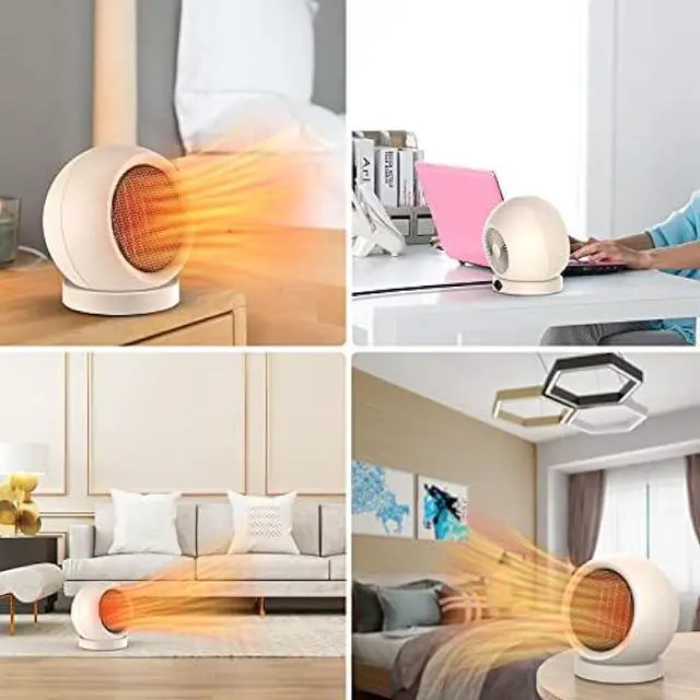 Alt view image 7 of 7 - Portable Desk Heater,600W Energy Efficient Space Heater for Indoor Use,Safe and Quiet for Home and Office Use(Light Brown)