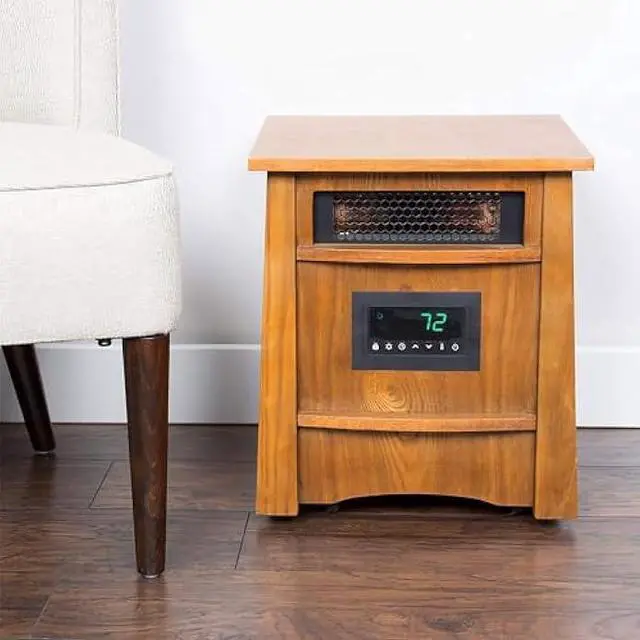 Alt view image 2 of 5 - LifeSmart LifePro Ultimate 1500 Watts Electric Infrared Quartz Space Heater with Remote and 8 Heating Elements for Indoor Use, Brown Oak Wood