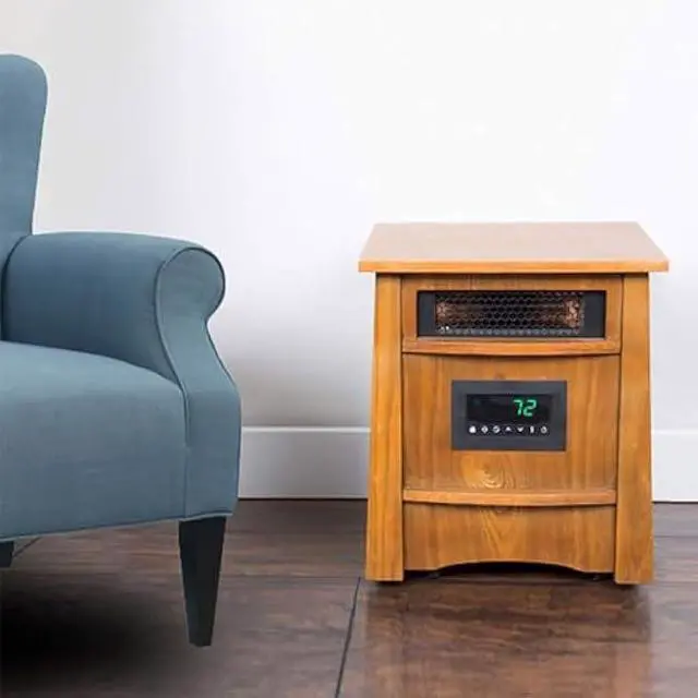 Alt view image 5 of 5 - LifeSmart LifePro Ultimate 1500 Watts Electric Infrared Quartz Space Heater with Remote and 8 Heating Elements for Indoor Use, Brown Oak Wood