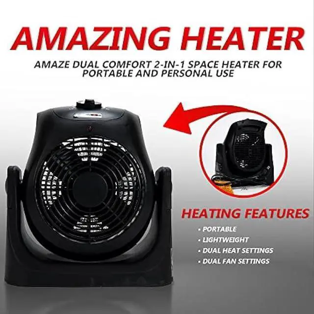 Alt view image 2 of 5 - Amaze-Heater Dual Comfort 1500W Space Heater & Fan, Portable, Energy Efficient, Modern Style, Indoor Use