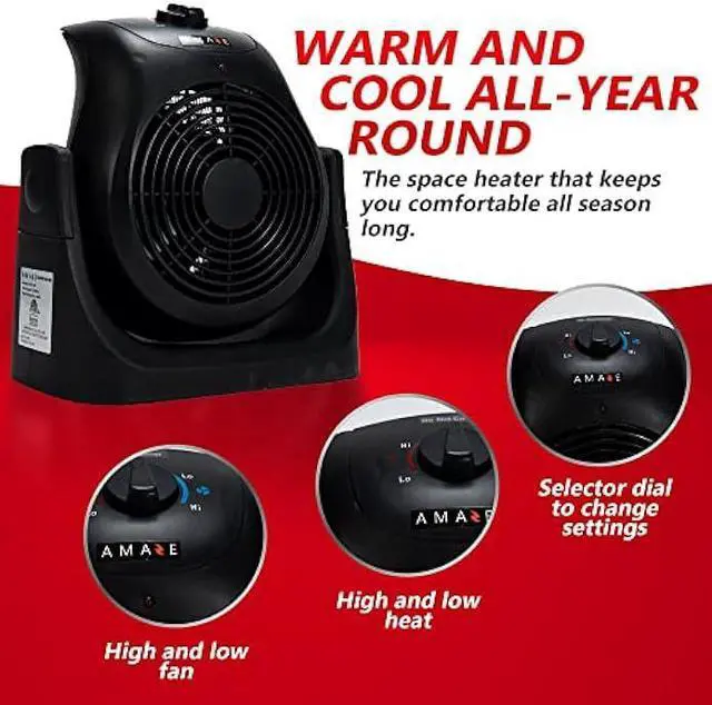 Alt view image 3 of 5 - Amaze-Heater Dual Comfort 1500W Space Heater & Fan, Portable, Energy Efficient, Modern Style, Indoor Use