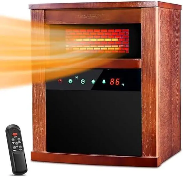 Main image of Air Choice Electric Space Heater, 1500W Infrared Heater w/ 3 Heating Mode, Thermostat, Remote Control & 12h Timer, Small Portable Room Heaters for Indoor Use, Bedroom, Office, Living Room, Dark Walnut