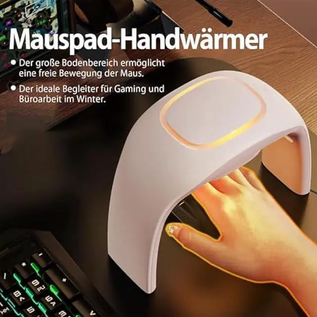 Alt view image 4 of 5 - Space Heaters for Indoor Use,Desk Hand Warmer Ceramic Energy Efficient Heater with Thermostat,Personal Electric Desk Hand Heater,Heated Mouse Pad Hand Warmer for Office Christmas Gifts,Beige