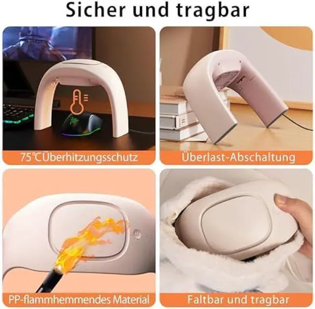 Alt view image 5 of 5 - Space Heaters for Indoor Use,Desk Hand Warmer Ceramic Energy Efficient Heater with Thermostat,Personal Electric Desk Hand Heater,Heated Mouse Pad Hand Warmer for Office Christmas Gifts,Beige