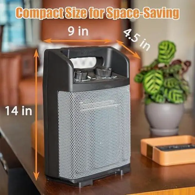 Alt view image 2 of 5 - HICFM 1500W Electric Utility Space Heater BTU 5120 with Thermostat Control, 2 Power Setting, Fan Only Option, Built-in Carrying Handle, Tip-Over Switch, Cool Touch, UL Safety