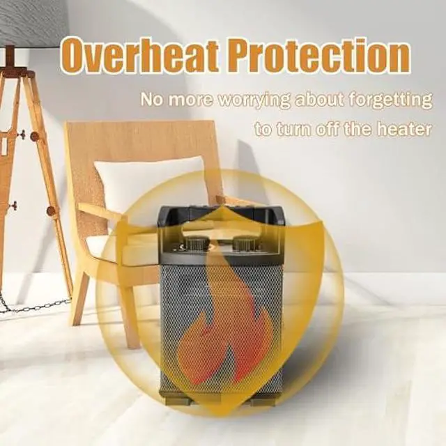 Alt view image 5 of 5 - HICFM 1500W Electric Utility Space Heater BTU 5120 with Thermostat Control, 2 Power Setting, Fan Only Option, Built-in Carrying Handle, Tip-Over Switch, Cool Touch, UL Safety