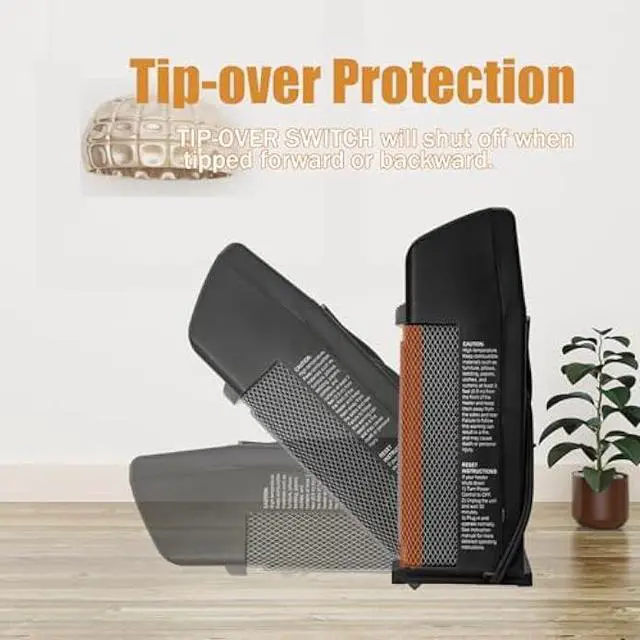 Alt view image 4 of 5 - HICFM 1500W Electric Utility Space Heater BTU 5120 with Thermostat Control, 2 Power Setting, Fan Only Option, Built-in Carrying Handle, Tip-Over Switch, Cool Touch, UL Safety