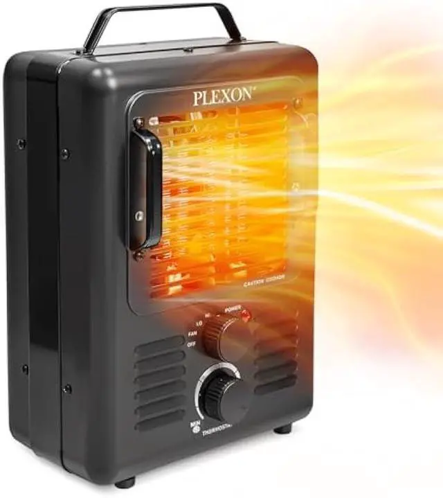 Main image of Plexon Electric Milkhouse Space Heater 1500W, Space Heaters for Indoor Use with Adjustable Thermostat, Overheat Protection, Tip-Over Safety Switch, Ideal for Garage, Greenhouse