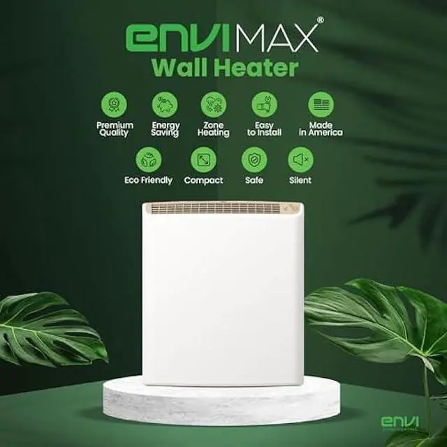 Alt view image 4 of 6 - EnviMAX 220 Volt Hardwired Electric Panel Wall Heater for Large Rooms 1000 Watts, 24/7 Heating Safety Sensor Protection, Patented Quiet Fanless Design, Easy 2-Min Install Indoor Space Heater, USA Made
