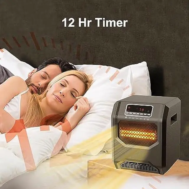 Alt view image 2 of 5 - Infrared Space Heater 3 Mode 1500W Electric heater with 6 Quartz Infrared Element Child Lock Timer Remote for Indoor Use WEWARM