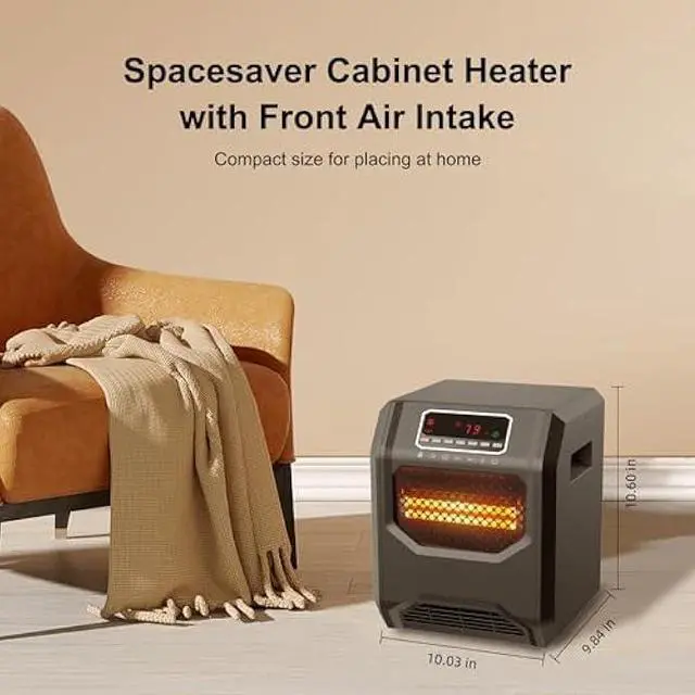 Alt view image 3 of 5 - Infrared Space Heater 3 Mode 1500W Electric heater with 6 Quartz Infrared Element Child Lock Timer Remote for Indoor Use WEWARM