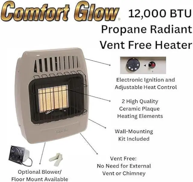 Alt view image 3 of 6 - WORLD MKTG OF AMERICA/IMPORT KWP212 2 Plaque 12000 BTU Gas Wall Heater,Grey