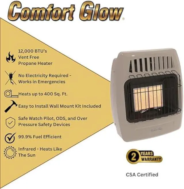Alt view image 4 of 6 - WORLD MKTG OF AMERICA/IMPORT KWP212 2 Plaque 12000 BTU Gas Wall Heater,Grey