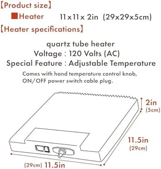 Alt view image 2 of 6 - PaletteLife Kotatsu Heater Replacement, 120V 400W US Plug Compatible, Quartz Tube Kotatsu Electric Heating Unit with Temperature Control Knob