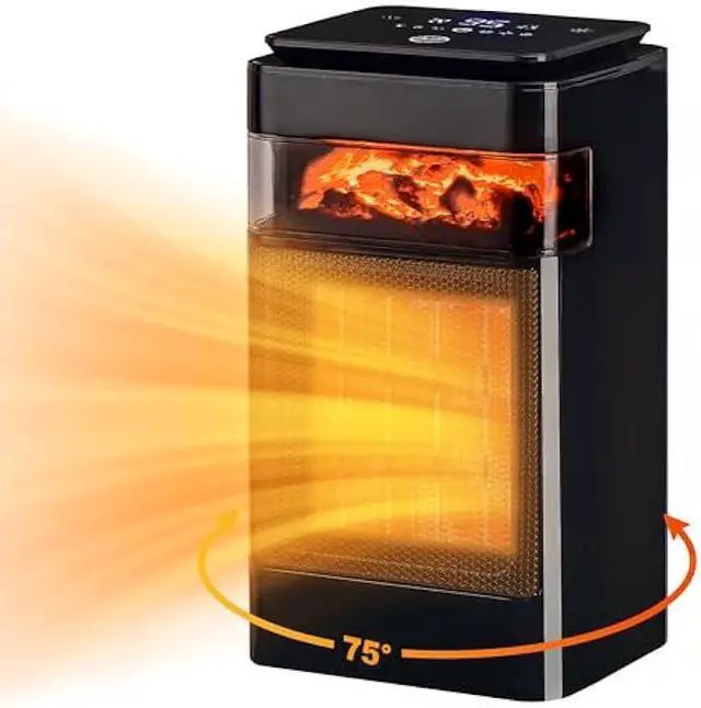 Main image of Space Heaters for indoor Use,1500W Electric Portable Heater with Adjustable Thermostat,Small PTC Ceramic Heater for Room,Bedroom,Office,75°Oscillation, Tip-over Protection (touch)