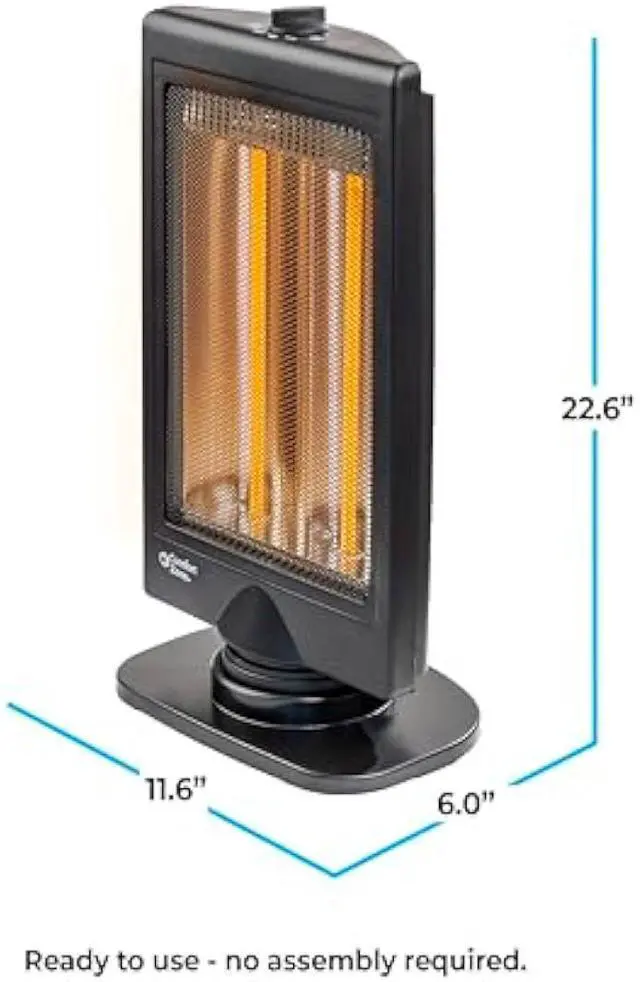 Alt view image 2 of 5 - Comfort Zone Oscillating Portable Space Heater, Flat Panel, Halogen, Infrared, Electric, Adjustable Tilt, Overheat Sensor, Stay-Cool, & Tip-Over Switch, Ideal for Home, Bedroom, & Office, 800W, CZHTV9