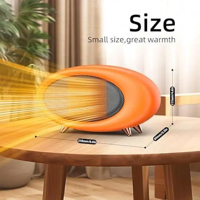 Alt view image 5 of 5 - Space Heater, 600W Small Desk Heater for Indoor Use,Fast Safety Personal Desktop Heaters for Bedroom Table Home Office(Orange)
