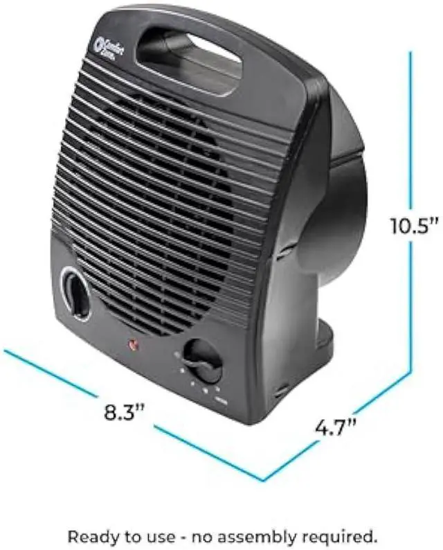 Alt view image 2 of 5 - Comfort Zone Indoor Space Heater, Portable, Fan Forced, Electric, Adjustable Thermostat, Overheat Sensor, Safety Tip-Over Switch, & Stay Cool Housing, Ideal for Home, Bedroom, Office, 1,500W, CZ35EBK