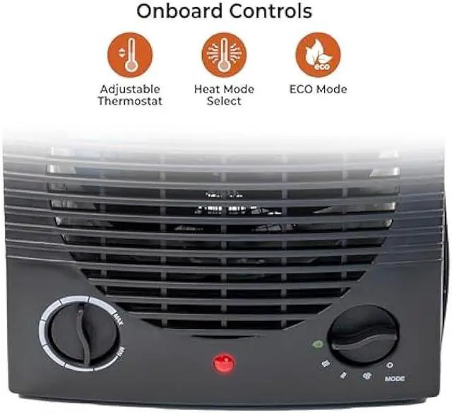 Alt view image 3 of 5 - Comfort Zone Indoor Space Heater, Portable, Fan Forced, Electric, Adjustable Thermostat, Overheat Sensor, Safety Tip-Over Switch, & Stay Cool Housing, Ideal for Home, Bedroom, Office, 1,500W, CZ35EBK