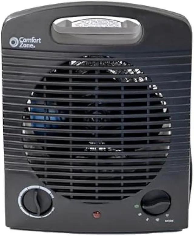 Alt view image 5 of 5 - Comfort Zone Indoor Space Heater, Portable, Fan Forced, Electric, Adjustable Thermostat, Overheat Sensor, Safety Tip-Over Switch, & Stay Cool Housing, Ideal for Home, Bedroom, Office, 1,500W, CZ35EBK
