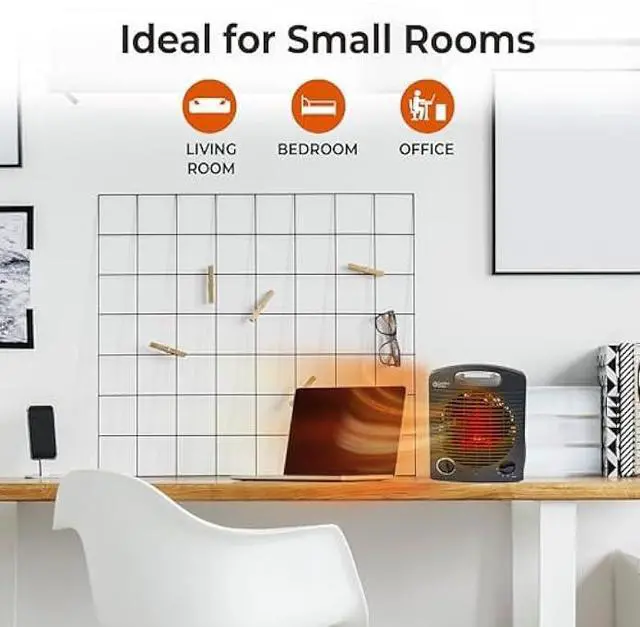 Alt view image 4 of 5 - Comfort Zone Indoor Space Heater, Portable, Fan Forced, Electric, Adjustable Thermostat, Overheat Sensor, Safety Tip-Over Switch, & Stay Cool Housing, Ideal for Home, Bedroom, Office, 1,500W, CZ35EBK