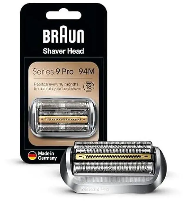 Main image of Braun Electric Shaver Head Replacement Part 94M, Compatible with Series 9 Pro and Series 9 Electric Razors for Men, Silver