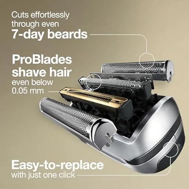 Alt view image 4 of 6 - Braun Electric Shaver Head Replacement Part 94M, Compatible with Series 9 Pro and Series 9 Electric Razors for Men, Silver