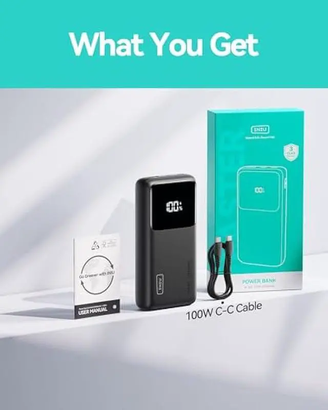 Alt view image 6 of 6 - INIU Power Bank, 25000mAh 100W USB C Laptop Portable Charger, PD QC Fast Charging 3-Output Battery Pack, Travel Charger for Laptop MacBook iPad Tablet Steam Deck iPhone 17 16 15 14 Pro Samsung S25 etc