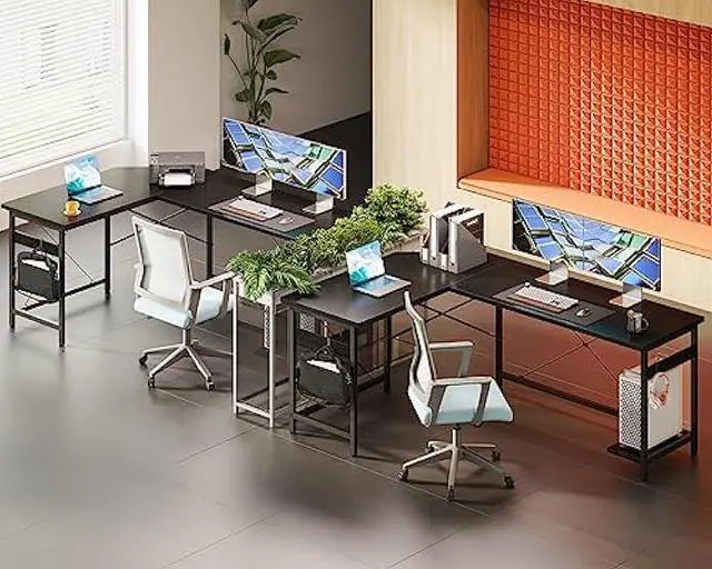 Alt view image 4 of 5 - Coleshome 66 L Shaped Gaming Desk, Corner Computer Desk, Sturdy Home Office Computer Table, Writing Desk, Larger Gaming Desk Workstation, Black