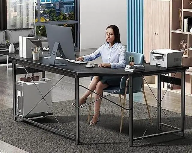 Alt view image 5 of 5 - Coleshome 66 L Shaped Gaming Desk, Corner Computer Desk, Sturdy Home Office Computer Table, Writing Desk, Larger Gaming Desk Workstation, Black