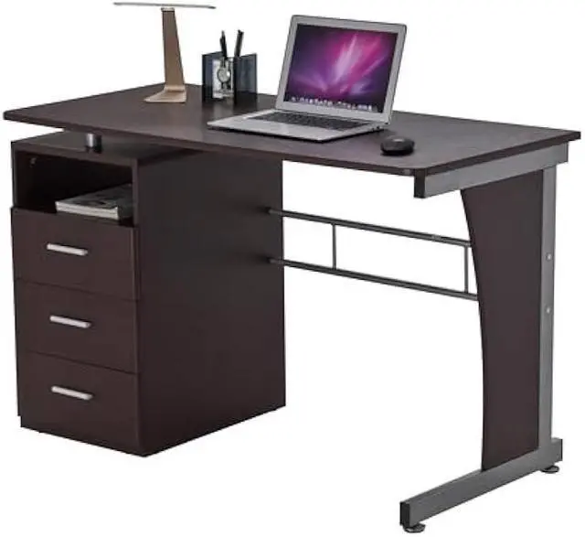 Main image of 48 Computer Desk with Drawers, Home Office Desk with Storage, Heavy Duty and Water Resistant Study Table, Chocolate Brown