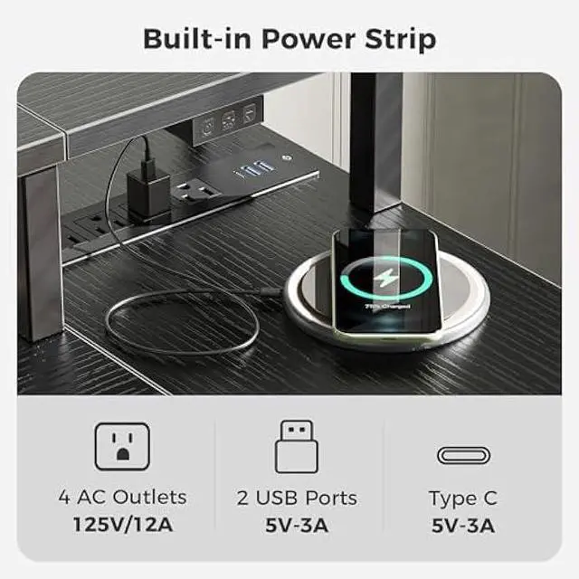 Alt view image 4 of 5 - SUPERJARE Reversible L Shaped Gaming Desk with Drawer, LED Lights & Power Outlets, Corner Computer Desk with Shelves & Monitor Stand for Home, Office, Black, 47 inches