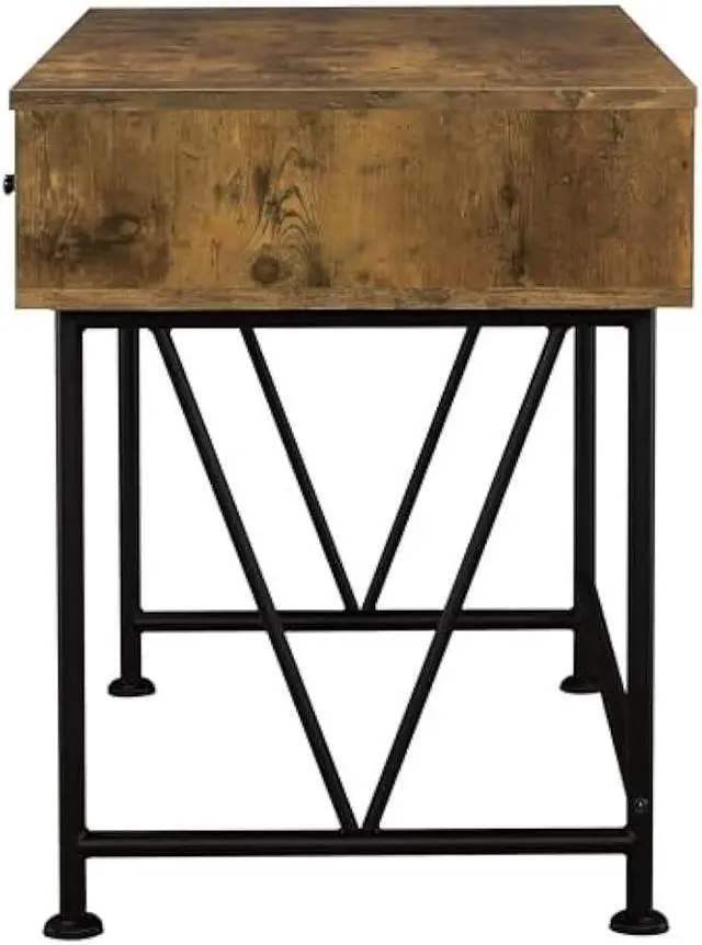 Alt view image 4 of 4 - Coaster Home Furnishings Analiese Rustic 47-Inch 3-Drawer Home Office Computer Writing Desk Study Table with Storage Engineered Eco-Friendly Wood Look Laminate Sturdy Steel Rustic Nutmeg 801541