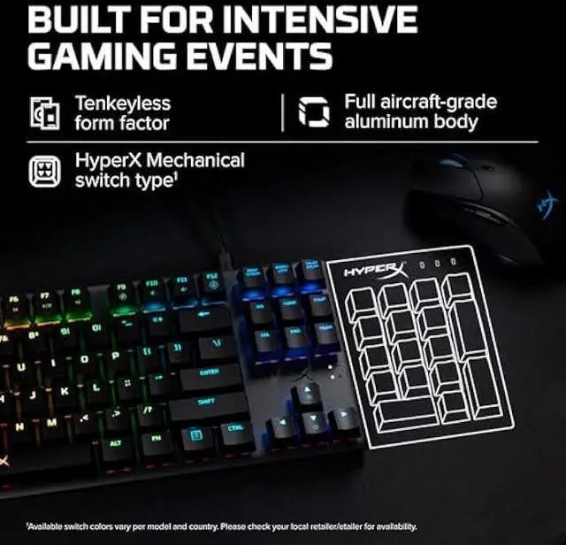 Alt view image 4 of 5 - HyperX Alloy Origins Core - Tenkeyless Mechanical Gaming Keyboard, Software Controlled Light & Macro Customization, Compact Form Factor, RGB LED Backlit, Linear HyperX Red Switch,Black
