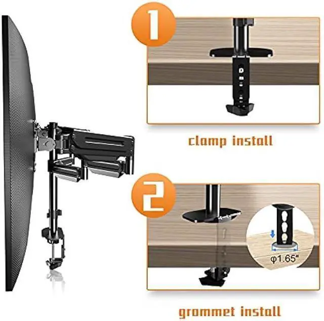 Alt view image 5 of 5 - Pholiten Triple Monitor Desk Mount,Triple Gas Spring Monitor Arm for 17-32 inch LCD Computer Screens,Holds up to 22lb,Swivel, Tilt, Rotation, Clamp & Grommet Kit