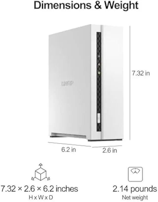 Alt view image 3 of 7 - QNAP TS-133-US 1 Bay Affordable Desktop NAS with ARM Cortex-A55 Quad-core Processor and 2 GB DDR4 RAM (Diskless)