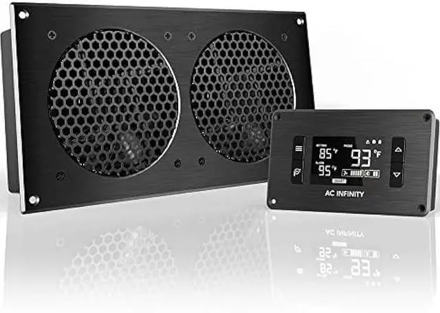 Main image of AC Infinity AIRPLATE T7, Quiet Cooling Fan System 12 with Thermostat Control, for Home Theater AV Cabinets