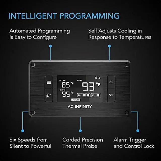 Alt view image 3 of 6 - AC Infinity AIRPLATE T7, Quiet Cooling Fan System 12 with Thermostat Control, for Home Theater AV Cabinets
