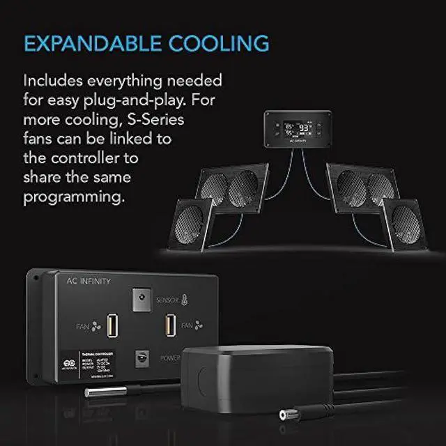 Alt view image 5 of 6 - AC Infinity AIRPLATE T7, Quiet Cooling Fan System 12 with Thermostat Control, for Home Theater AV Cabinets