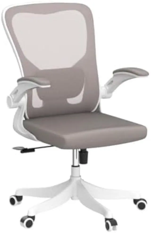 Alt view image 5 of 5 - Monhey Office Chair Ergonomic Desk Chair with Lumbar Support&Headrest&Flip-up Arms Height Adjustable Rocking Swivel High Back Computer Chair Warm Taupe Mesh Study Chair (01Khaki)