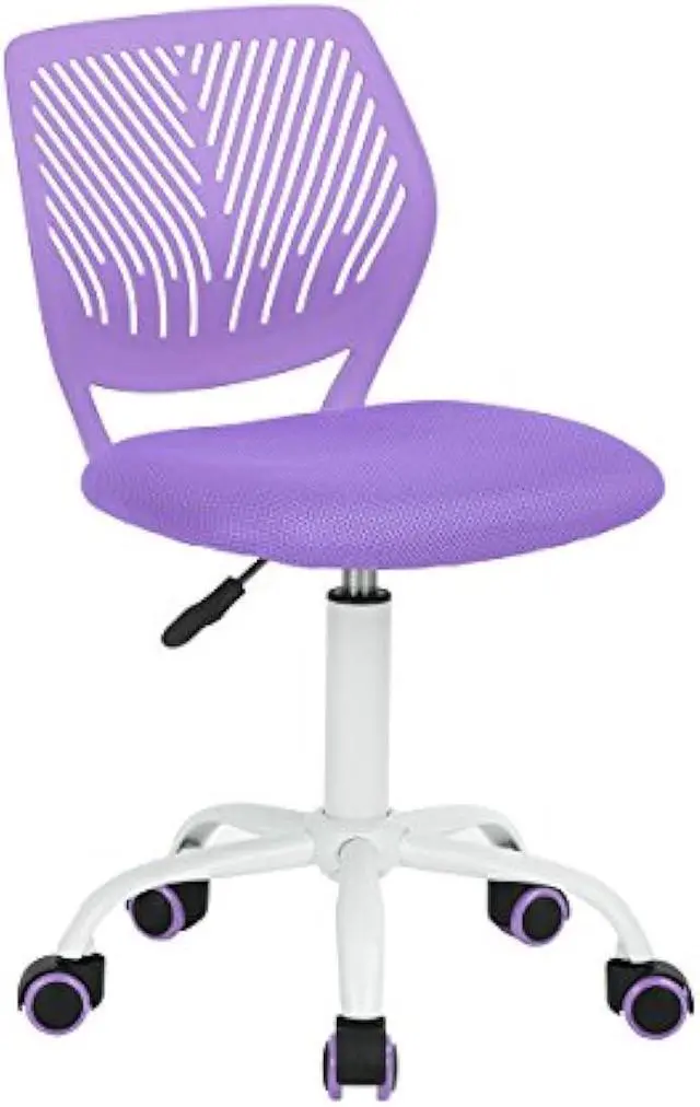 Main image of FurnitureR Teens Girls Task Chair 360 Swivel, Low Mid PP Mesh Back Fabric Seat, Height Adjustable, Rolling Castor, W15.7inces x D15.2inces x H29.5-34.2inches (Purple)