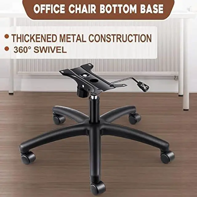 Alt view image 5 of 6 - 28 Swivel Chair Base Replacement, Office Chair Base, 350 Pounds Heavy Duty Gaming Chair Replacement Base with Bottom Plate Stand Cylinder and Casters