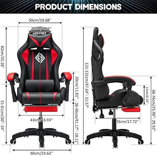 Alt view image 3 of 5 - RGB Gaming Chair with Bluetooth Speakers and LED Lights Ergonomic Massage Computer Game Chair with Footrest High Back Music Video Game Chair with Lumbar Support Red and Black