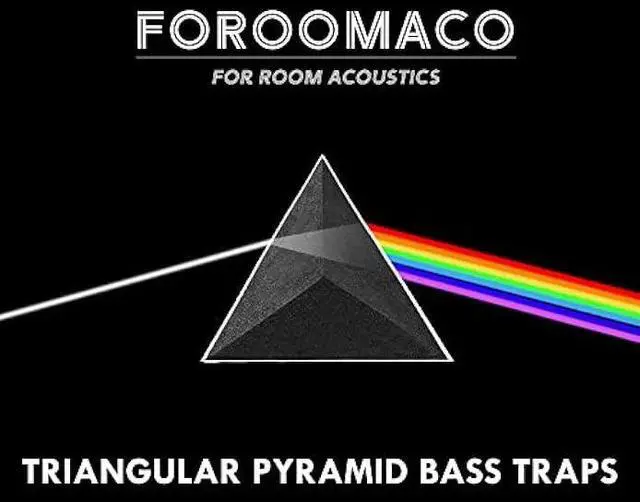 Alt view image 7 of 7 - 4 Pack Bass Traps for Ceiling Corner 16.5 Triangle 12 Depth Triangular Pyramid Acoustic Foam Bass Trap Sound Proofing for Home Studio Booth Low to High Frequency Sound Absorption Foam