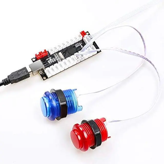 Alt view image 4 of 6 - Qenker 2-Player LED Arcade DIY Kit for USB MAME PC Game DIY & Raspberry Pi Retro Controller DIY Including 2X Arcade Joystick, 20x LED Arcade Buttons, 2X Zero Delay USB Encoder (Blue & Red)