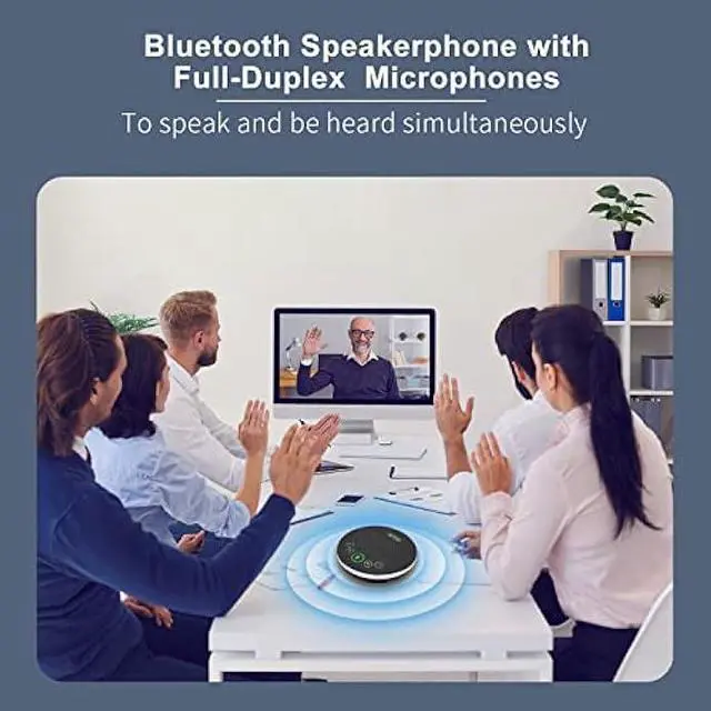 Alt view image 2 of 5 - TONGVEO Bluetooth Speakerphone Conference Microphones, Wireless Conference Speaker 360°Voice Pick up with 4 AI Noise Cancellation Mics USB/Dongle/Bluetooth Connection 8 Hour Call Time for 8-12 People