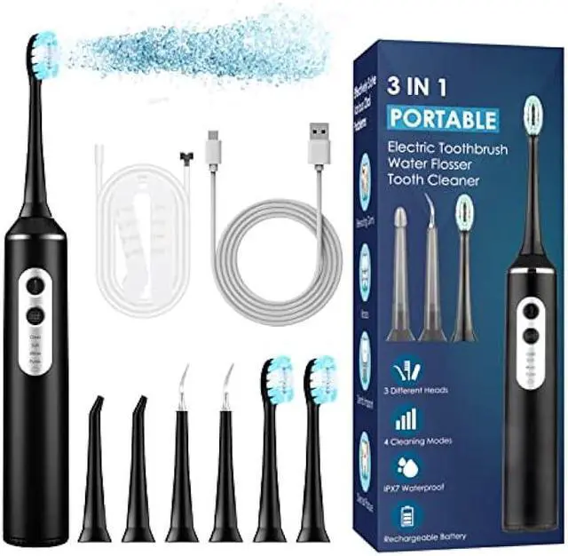 Main image of Electric Toothbrush with Water Flosser Combo, 3 in 1 Ultrasonic Toothbrush & Dental Oral Irrigator & Tooth Cleaner with 4 Modes, One Switch from Sonic Brushing to Water Flossing for Home Travel